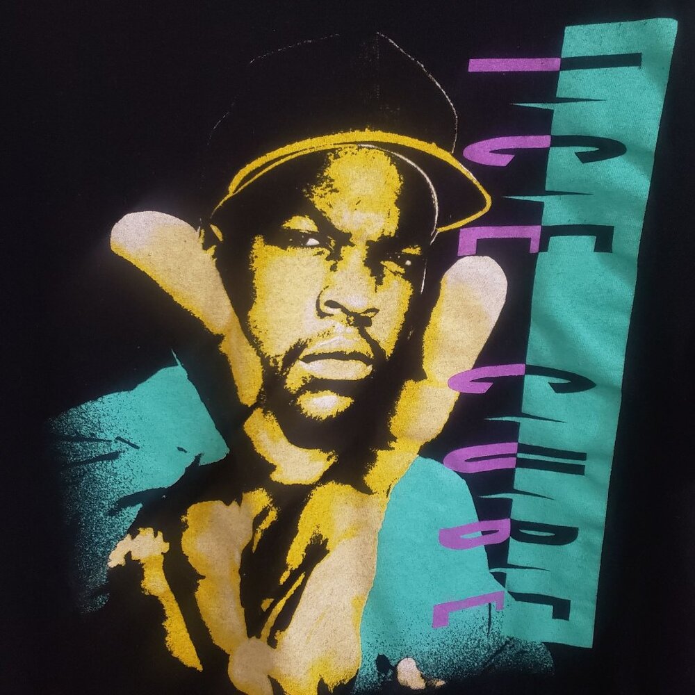 Vintage Ice Cube T-Shirt Black Rap Hip Hop Graphic Tee Mens L Rare 90s Style